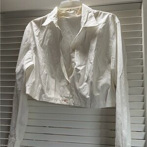 Gap White Cropped Button-Up Shirt